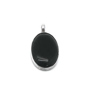 Vintage Boho Black Onxy Silver Necklace Pendant